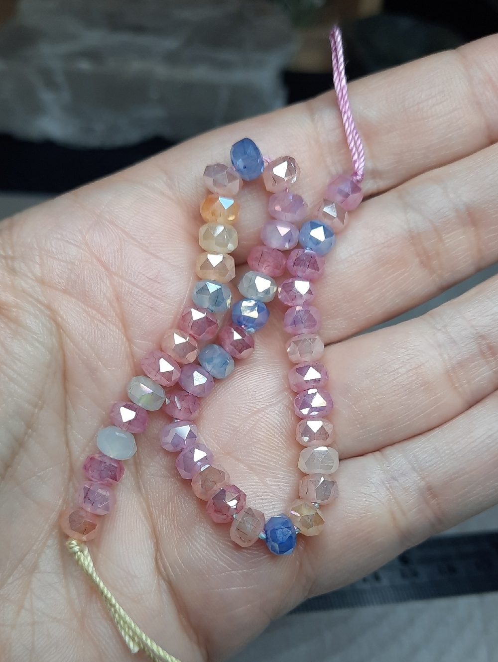 #9- 7" Multi-Color Faceted Electroplated Glass Rondelle Beads - 6x4mm Strand